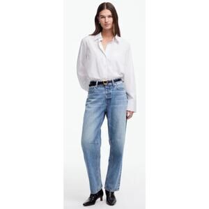 Madewell The Darted Barrel Leg Jean Light Denim High Waisted
